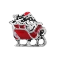 DIY Santa in sleigh bead charm with red enamel finish for holiday jewelry - Santa Claus in Sleigh (Silver/Red)