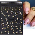 Halloween nail stickers STZ-X015 featuring metallic gold stars and white dots patterns - STZ-X015 Gold Star White Dots