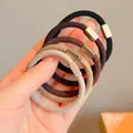 Set of 5 elastic high ponytail hair ties in earth tones with matte gold metal buckles - Five-Piece Set / 55# Small Square Style