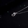Elegant 925 sterling silver necklace with a fluid curve pendant and sparkling cubic zirconia - Style J Alphabet (NS869)