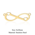 Golden stainless steel infinity pendant with double heart cutouts, size 8x28mm - Infinity Heart (5 Pcs/Pack) / Gold