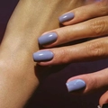Glossy purple solid color medium square press-on nails for a sleek minimalist look - Violet