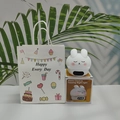 White rabbit digital alarm clock and night light with gift bag and packaging set - Shy Rabbit (White) + Birthday Bag