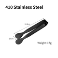 Black matte 410 stainless steel sugar and ice tongs, 10.8cm multi-purpose food clip - 410 Stainless Steel 10.8cm Black