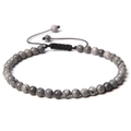 Adjustable 4mm grey map stone beaded bracelet with black woven cord for men and women - Map Stone