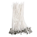 White cotton candle wicks with silver metal bases for handmade DIY aromatherapy candles - 15CM