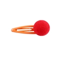 Cute orange and red plush ball hair clips for kids with teardrop-shaped snap design - Red