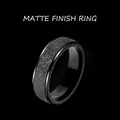 Close-up of matte black titanium steel ring with polished edges and fashion ring detail - Size 6 / 6mm Black Sandblasted Style