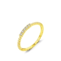 Gold plated S925 silver ring featuring five round moissanite stones in a beaded band - US Size 5 / Row Diamond Style - Gold (MSR0056)