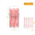 Pack of 50 pink plastic fruit forks with cute cartoon tops in a clear storage box - Bottle Pack/50Pcs / Pink