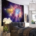 Nebula starry sky tapestry wall hanging in orange and blue for bedroom decor - Style 5