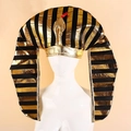 Goldener ägyptischer Pharao-Kostümhut mit schwarzen Streifen und Schlangenkopf für Partys - Einheitsgröße / Ägyptischer Pharao-Stil