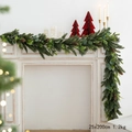 Christmas pine needle and eucalyptus garland with pine cones on white fireplace mantle - Style C Rattan (200cm)