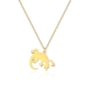 Minimalist golden gecko pendant necklace in stainless steel with mirror reflection - Gecko Lizard (LN1610)