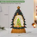 Christmas water lantern glitter globe with tree and LED lights for festive desktop decor - Water-filled Christmas Tree (Green Tree)