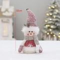 Poupée bonhomme de neige de Noël rose et rouge avec flocons, décor peluche de 32 cm - 32x15cm / Bonhomme de Neige (HM24-9801B)