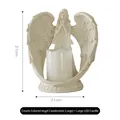 Beige European angel candle holder with white LED candle, height 21cm decorative wings - Large (with LED Candle) / Beige