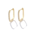 Elegante vergoldete quadratische Creolen mit funkelnden Pavé-Kristallen für Damen - Goldfarben (Weißer Zirkonia)