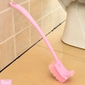 Pink toilet cleaning brush with dual-sided bristles and ergonomic long curved handle - Candy Pink