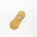 Mustard yellow low cut invisible cotton socks with vertical stripe knit and comfort band - Turmeric