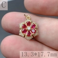 Macro shot of 13.3*17.7mm ruby-red flower pendant with zircon and gold plating - C-Exquisite Flower