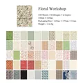 Floral Workshop vintage paper set with 100 sheets of 50 unique floral patterns for scrapbooking - Floral Workshop