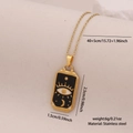 Golden stainless steel rectangle necklace with black devil eye and moon pendant design - Rectangular Black Enamel Star Moon Eye (2#)