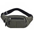Men's casual sports fanny pack with multi-pocket design and adjustable strap in grey-green - Green