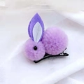 Cute purple plush bunny hair clip with soft fur ears and metal alligator base for kids - Rabbit Hair Clip / Purple