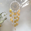 Dreamcatcher wall hanging with white shells, crystals and blue moon pendant charm - Orange
