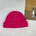 Winter rose red knit beanie hat with thick texture and cuffed brim for women and men - One Size / Rose Red