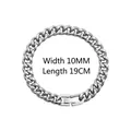 10mm wide silver Cuban link bracelet in 19cm length made of durable stainless steel - 10mm / Bracelet / 19cm