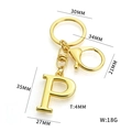 Golden letter P metal keychain with lobster clasp and round ring minimalist accessory - Gold Letter P