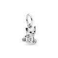 Silver kitten bead charm in 925 sterling silver for bracelets, cute cat pendant jewelry - Sweetheart Cat