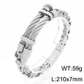 Bracciale da uomo in acciaio inossidabile con catena bizantina e filo ritorto 7mm - Argento (KB208453-KFC)