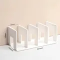 Detailed dimensions of 4-slot cream white acrylic bookends with four compartments - White [Extra Long & Thick] 4-Slot Bookend