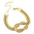 Minimalist gold stainless steel snake chain bracelet with a central knot design and clasp - Bracelet / Gold
