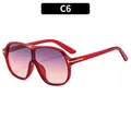 Fashion oversized pilot sunglasses with red transparent frames and purple gradient lenses - Red Frame Gradient Pink Lens