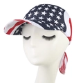 Lightweight American flag bandana hat with curved brim and adjustable tie back for sun protection - L / Stars (US Flag)