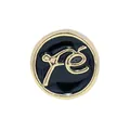 Round black and gold enamel charm featuring modern abstract golden linework - Faith / Black
