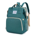 Green foldable diaper backpack with beige straps and multifunctional pockets for moms - Green Basic