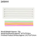 White silicone mold for long strip candles and wax with four colored finished samples - 1# Grey B444