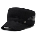 Gorra de cadete de lana negra para hombre con insignia de metal y orejeras de invierno - Ajustable / Negro