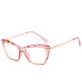 Stilvolle rosa Cat-Eye-Brille mit transparentem Kristallrahmen und goldfarbenen Bügeln - Transparent Rosa Rahmen Blaulichtfilter