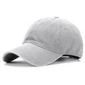 Classic washed cotton baseball cap in light grey with minimalist six-panel design - Adjustable / Gray