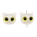 Pearlescent white acrylic cat-shaped beads for DIY jewelry making and bracelets - 19x16mm Hole 3mm / White Cat with Yellow Eyes