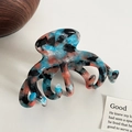 Pinza para el pelo de acetato con patrón de mármol azul y naranja y diseño de pulpo - 10cm / Patrón Azul y Naranja