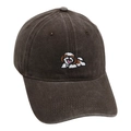 Dark gray washed cotton baseball cap with colorful puppy embroidery in a vintage style - M (56-58cm) / Coffee
