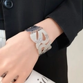 Minimalist silver open cuff bracelet with textured geometric hollow design for women - 127# Scaly Geometric Hollow Style / Silver