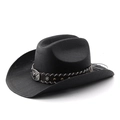 Classic black Western cowboy hat with bull head buckle and vintage star studs - M (56-58cm) / All Black